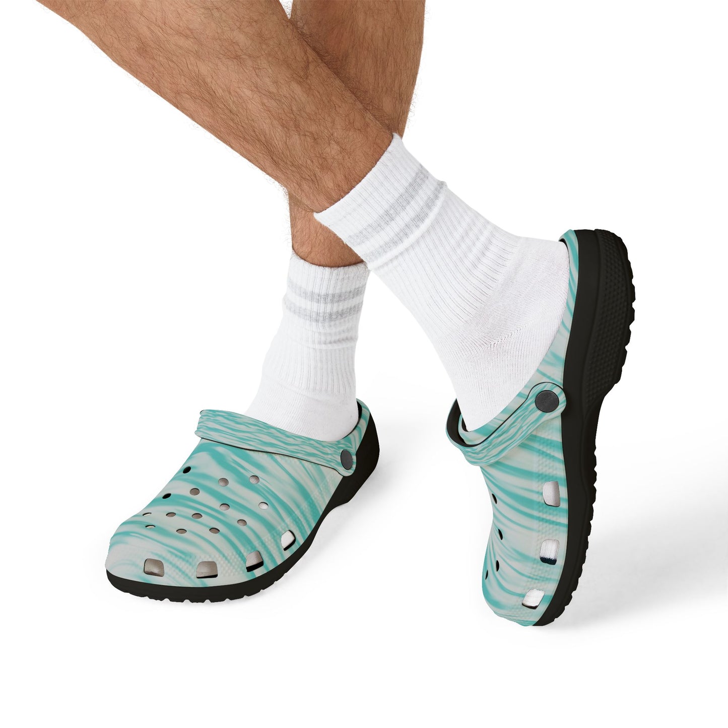 Turquoise Wave Foam Clogs