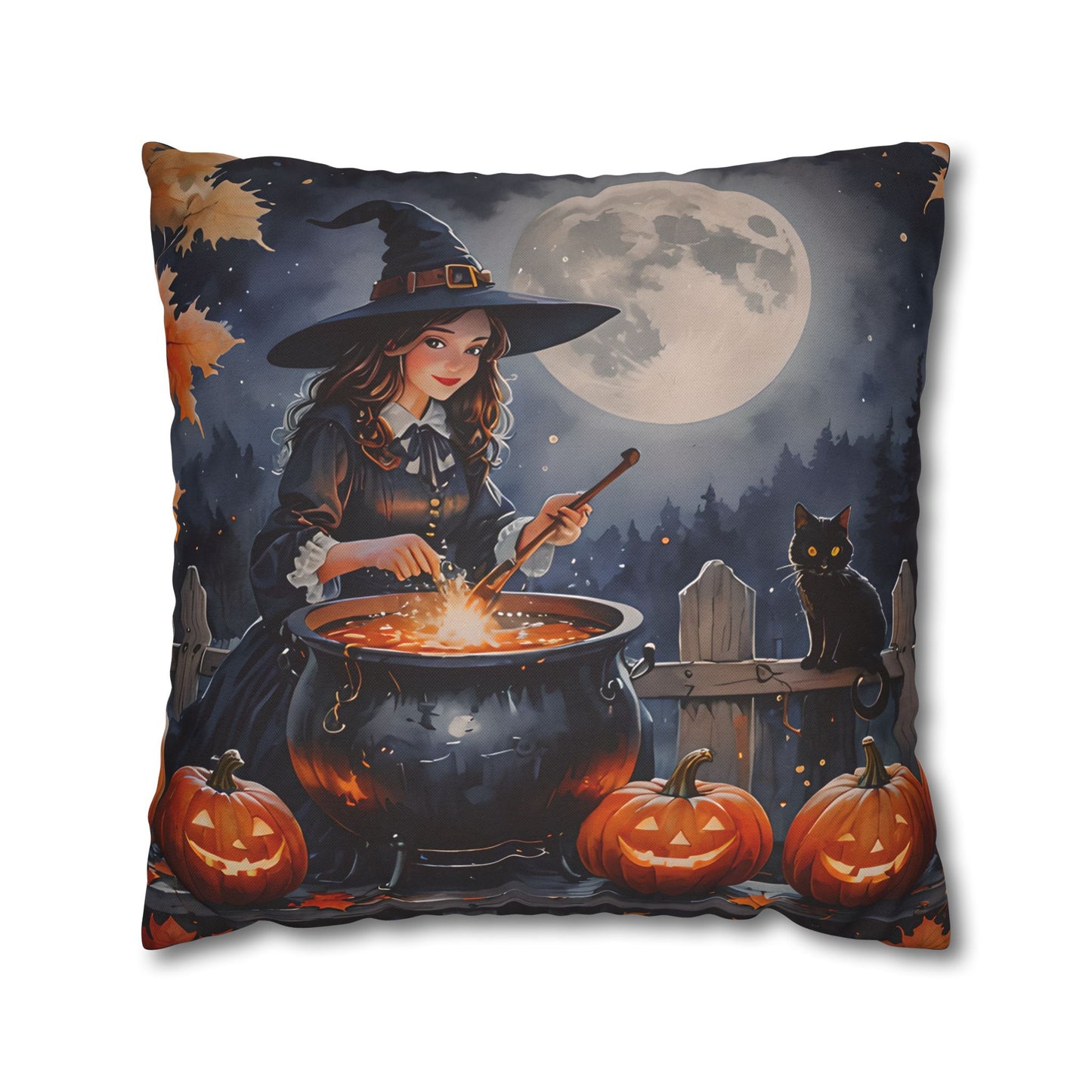 Cute Witch Cauldron Pillow Cover