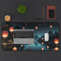 Floating Lantern at Night Desk Mat