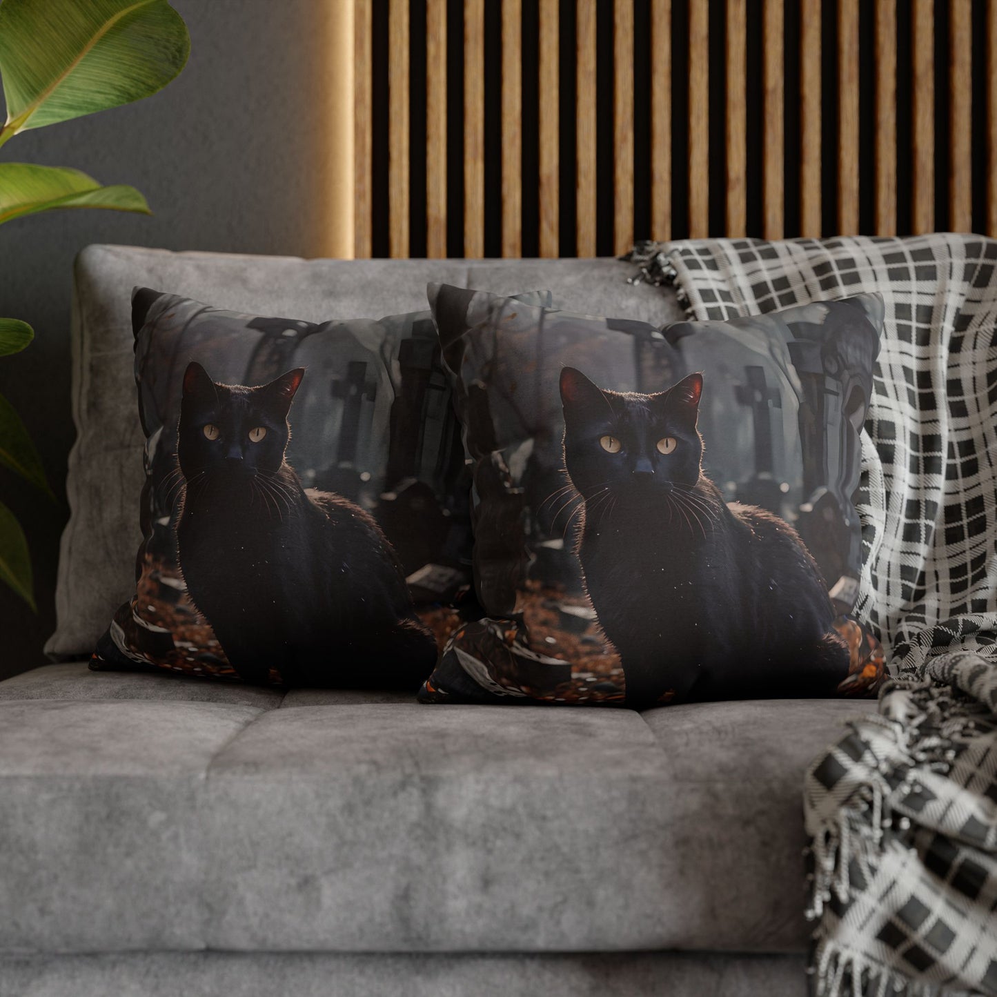 Black Cat Graveyard Pillow Cover