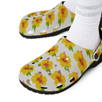 Yellow Hibiscus Clog Shoes