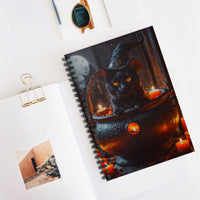 Black Cat in Cauldron Ruled Journal Notebook