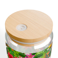 Tropical Floral Pattern Sipper Glass