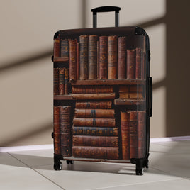 Vintage Book Collection on Shelf Cabin Suitcase