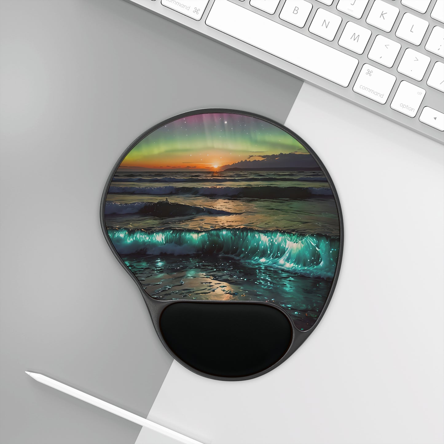 Sunset Beach Bioluminescent Waves Mouse Pad