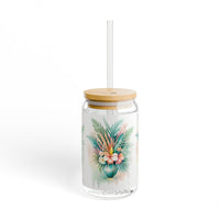 Tropical Floral Bouquet Sipper Glass