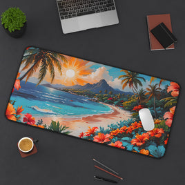 Tropical Floral Sunset Beach Desk Mat
