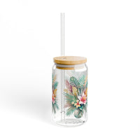 Tropical Floral Bouquet Sipper Glass