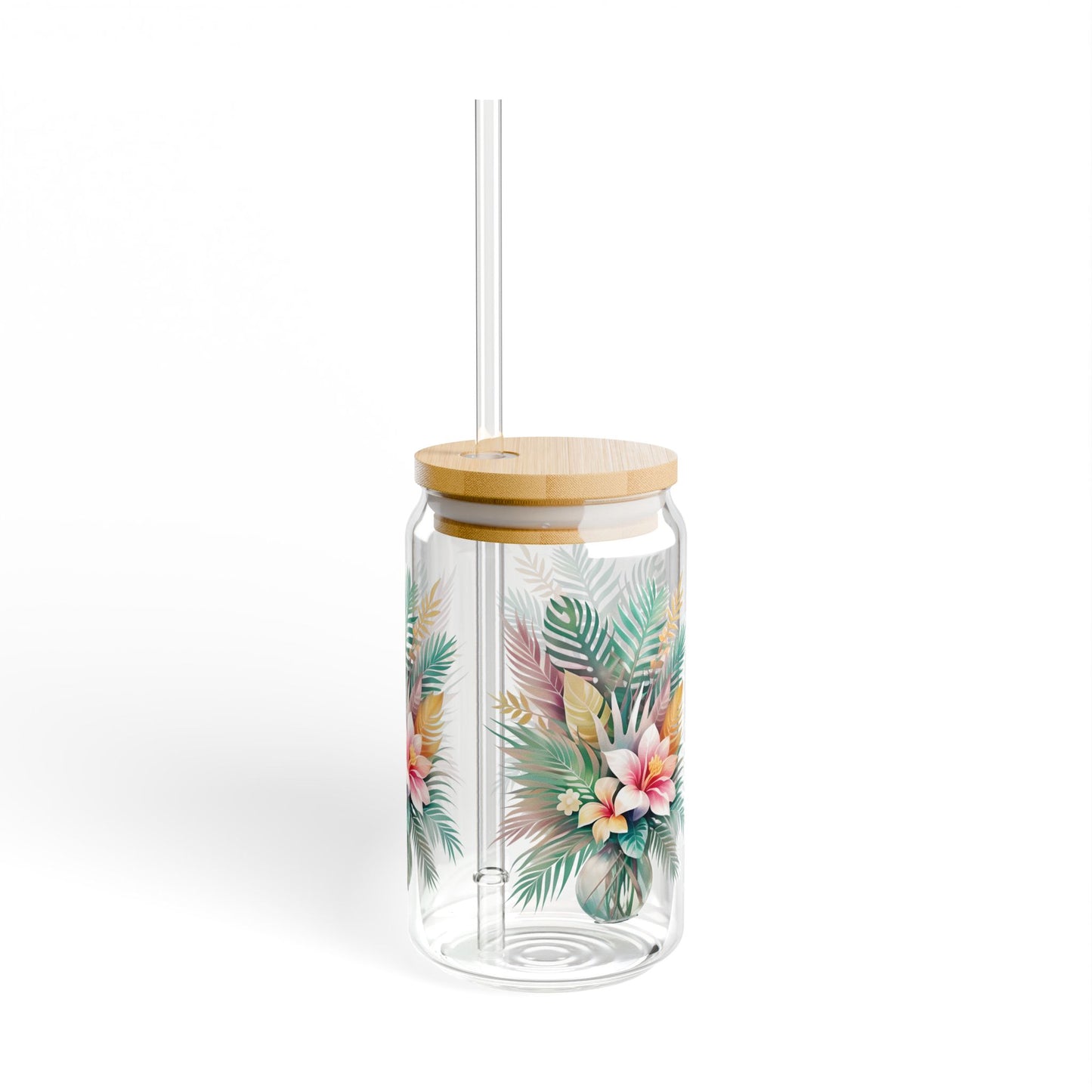 Tropical Floral Bouquet Sipper Glass