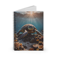 Sea Turtle Swimming over Coral Reef Notebook