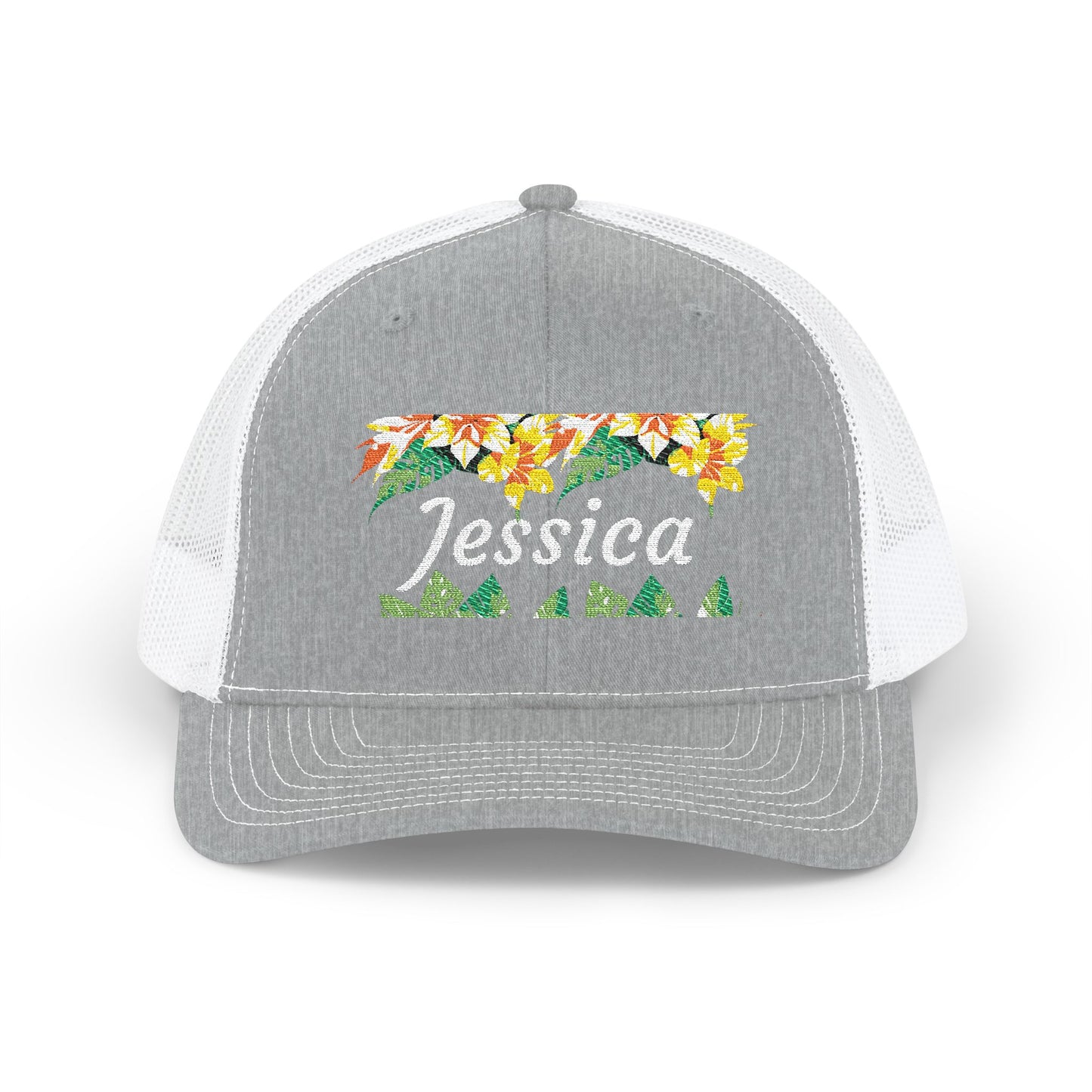 Personalized Embroidered Floral Name Trucker Cap