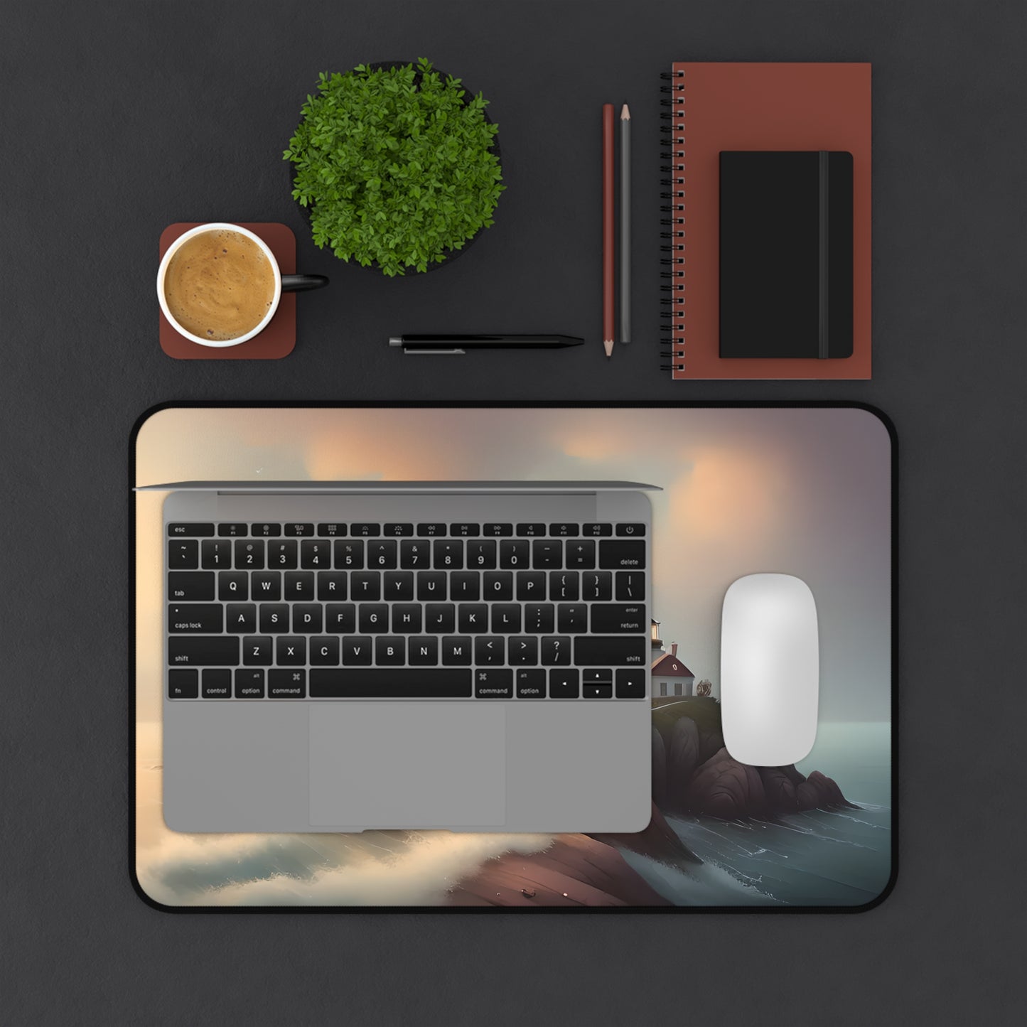 Serene Coastal Lighthouse Desk Mat
