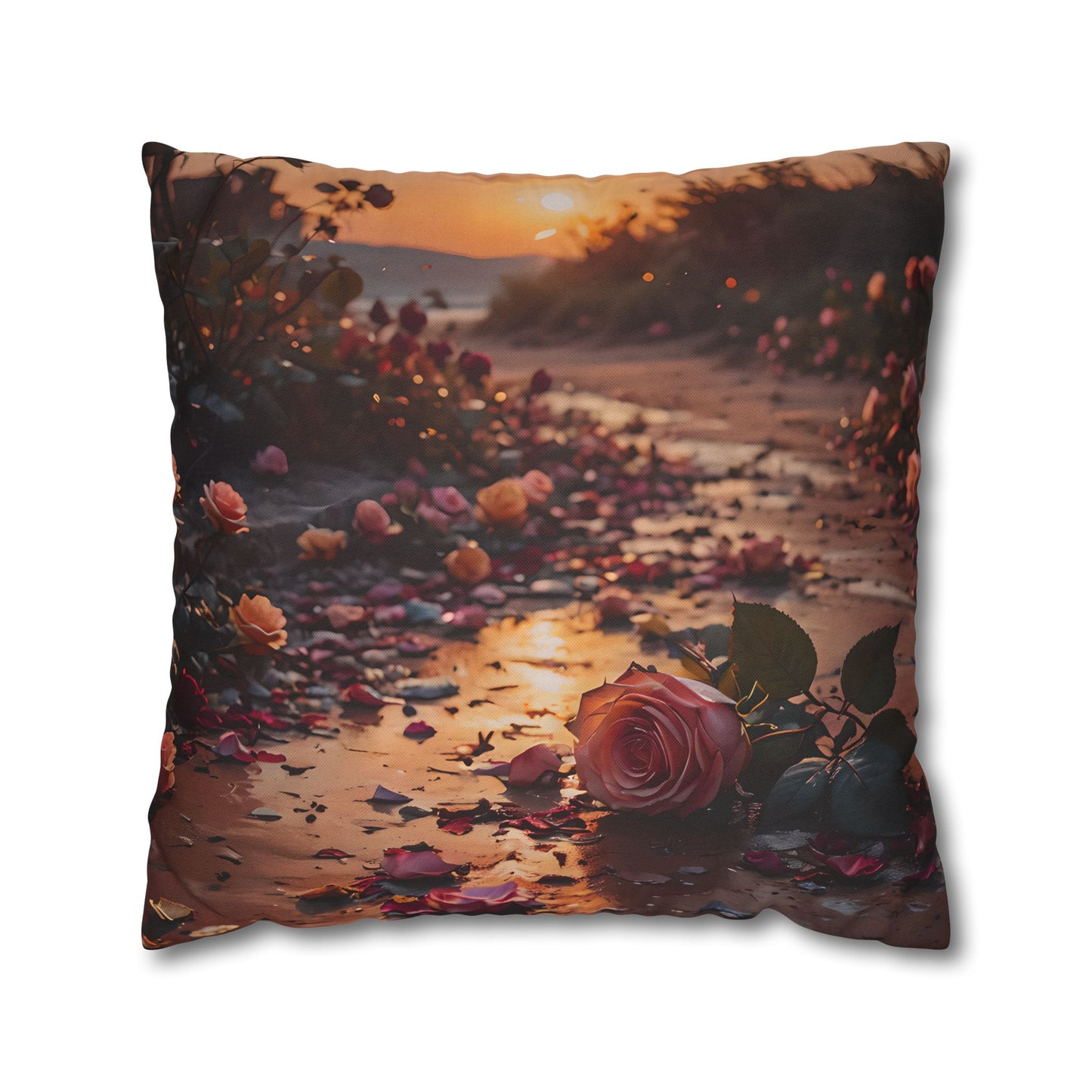 Romantic Rose Beach Sunset Pillowcase