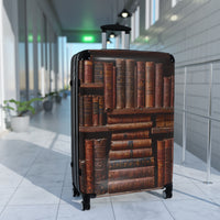 Vintage Book Collection on Shelf Cabin Suitcase