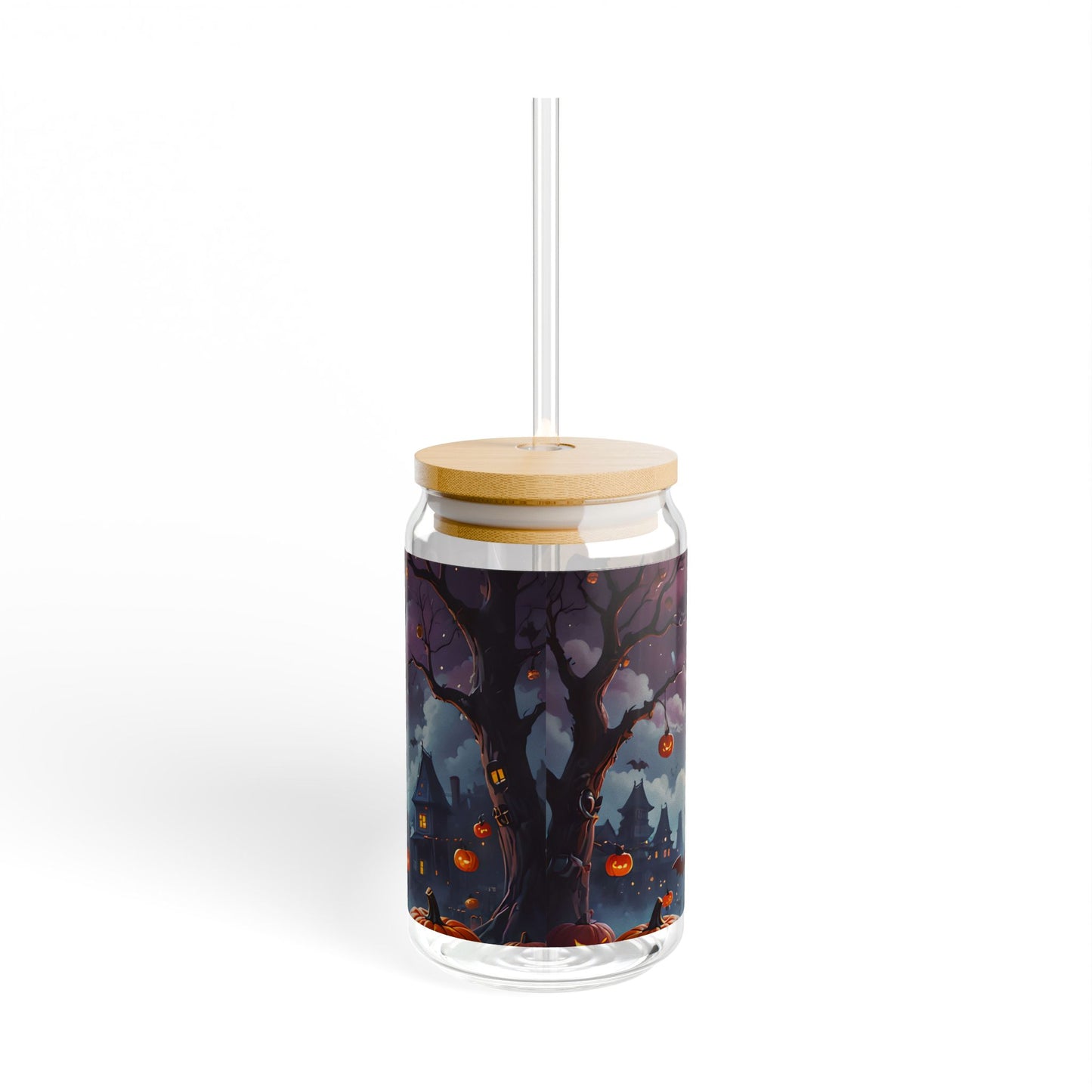 Halloween Haunted House Sipper Glass