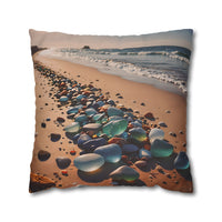 Colorful Sea Glass on Beach Pillowcase