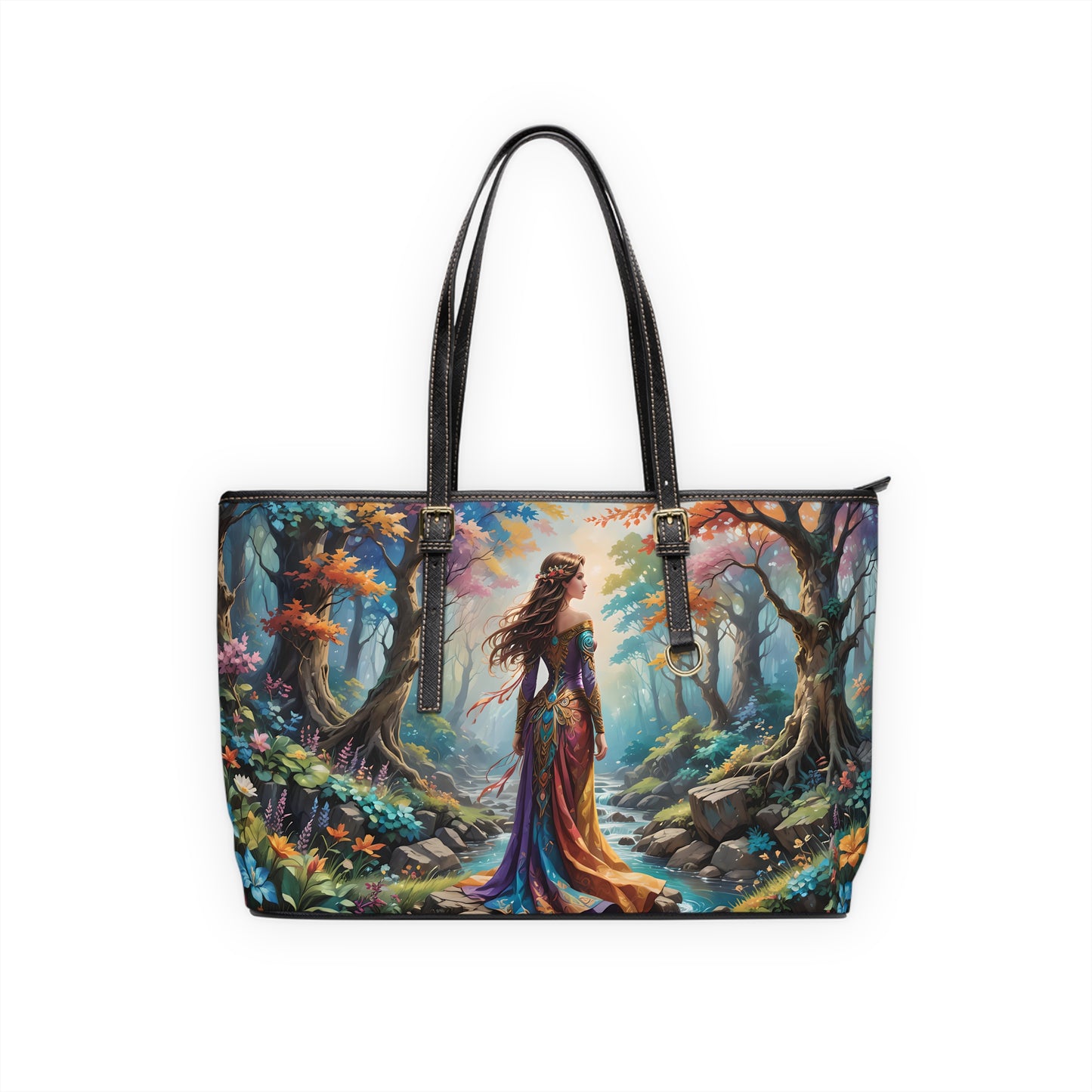 Enchanted Woodland Woman PU Leather Shoulder Bag