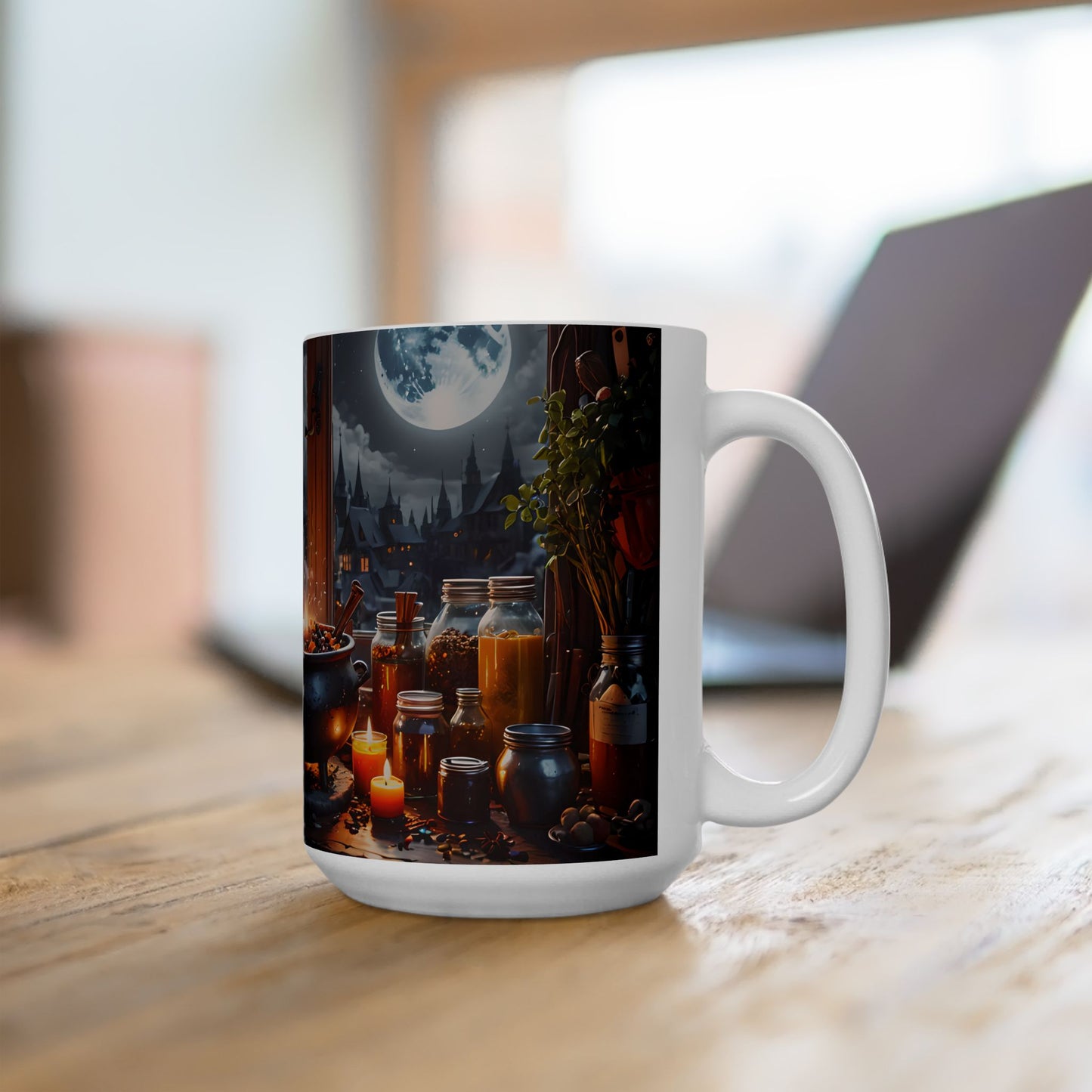 Black Cat Witch Cauldron Mug