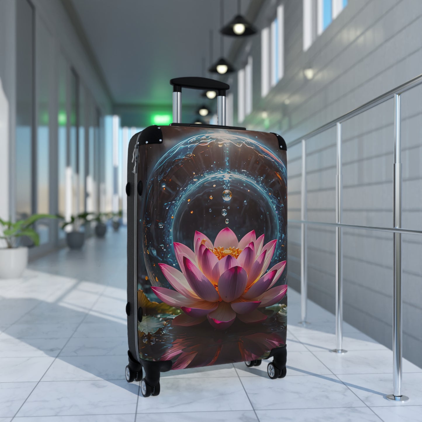 Pink Lotus Flower Cabin Suitcase