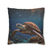 Sea Turtle in the Deep Blue Pillowcase