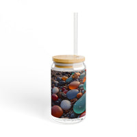 Colorful Sea Glass Pebbles Sipper Glass