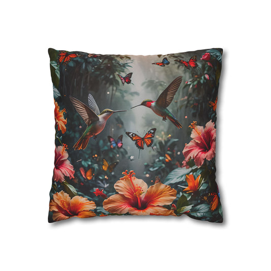 Hummingbird & Hibiscus Decorative Pillowcase