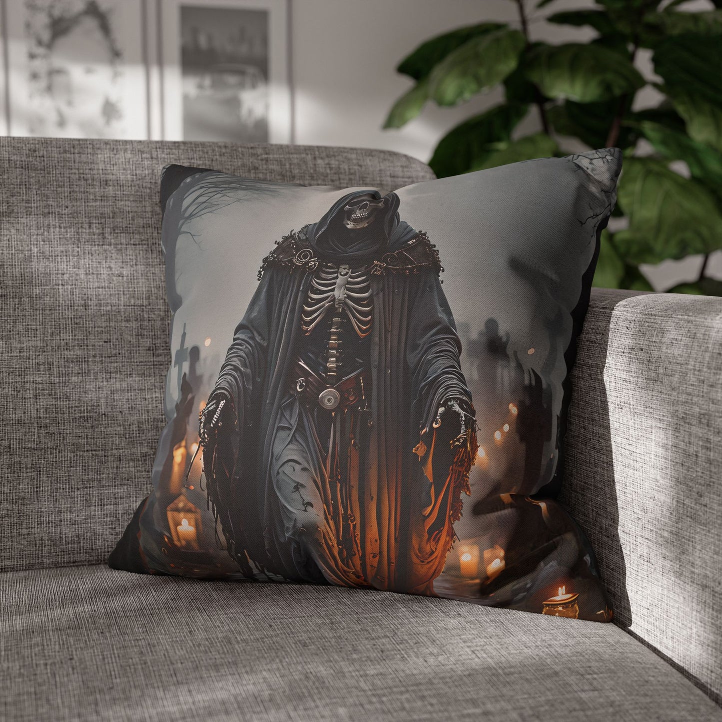Grim Reaper Decorative Pillow Cover