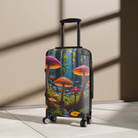 Vibrant Mushrooms in Rain Forest Cabin Suitcase