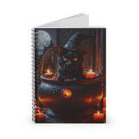 Black Cat in Cauldron Ruled Journal Notebook