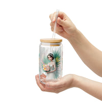 Tropical Floral Bridal Sipper Glass