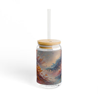 Abstract Floral Swirl Sipper Glass