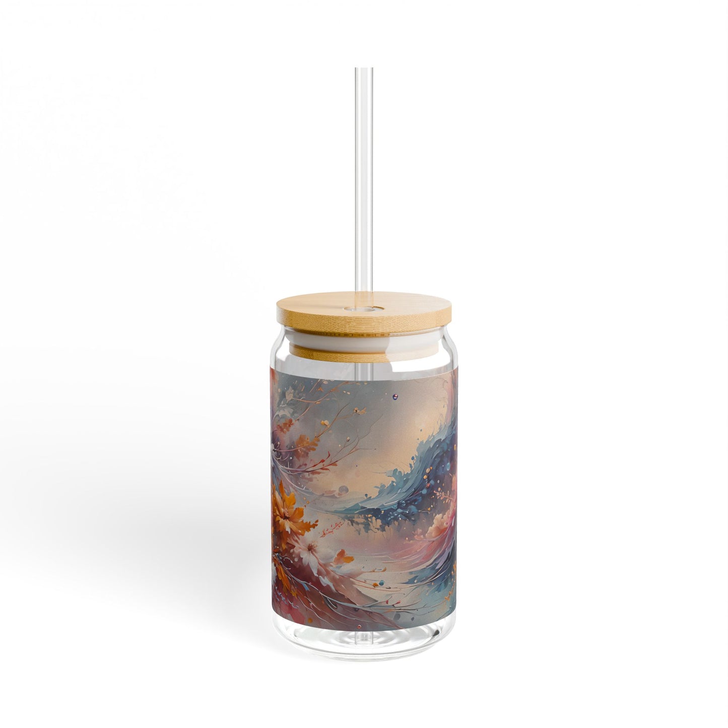 Abstract Floral Swirl Sipper Glass