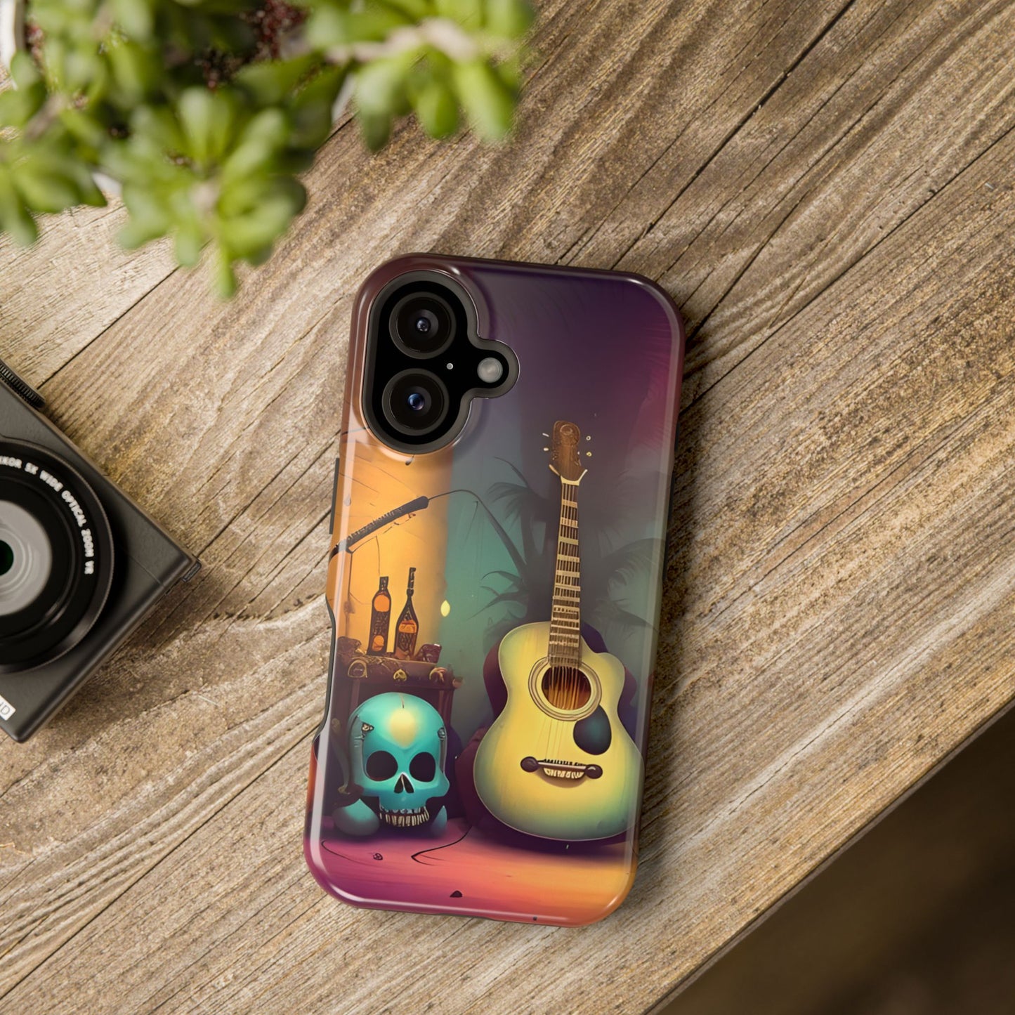 Acoustic Guitar & Skull Magnetic Phone Case