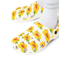 Yellow Hibiscus Clog Shoes