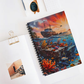Ship & Coral Reef Ocean Dive Notebook Journal