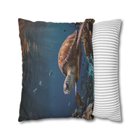 Sea Turtle in the Deep Blue Pillowcase