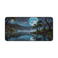 Tranquil Moonlit Lake Desk Mat
