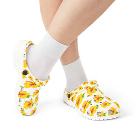Yellow Hibiscus Clog Shoes