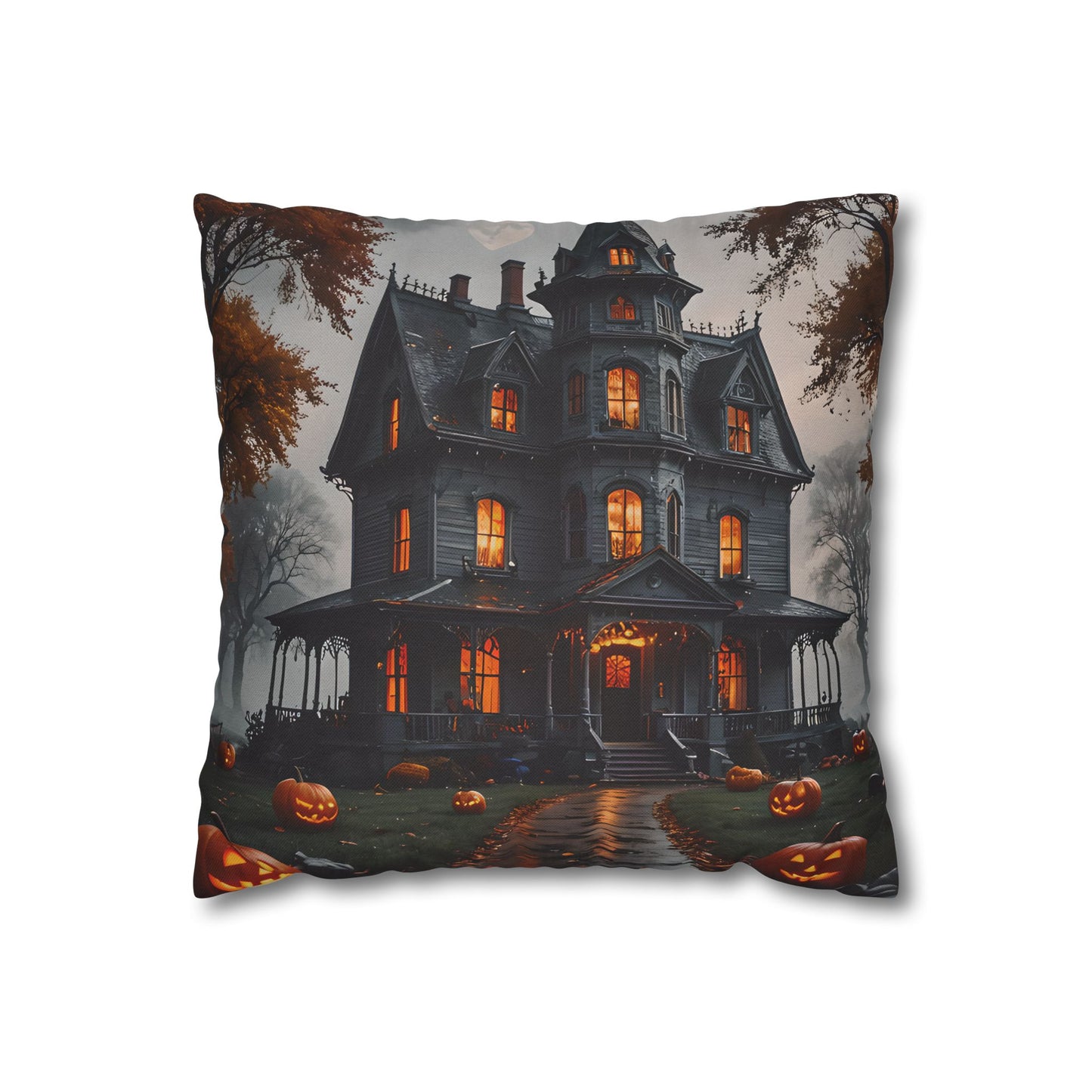 Haunted Victorian Mansion Pillow Cover