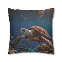 Sea Turtle in the Deep Blue Pillowcase
