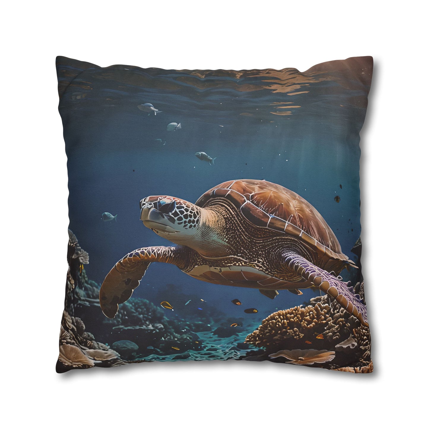 Sea Turtle in the Deep Blue Pillowcase