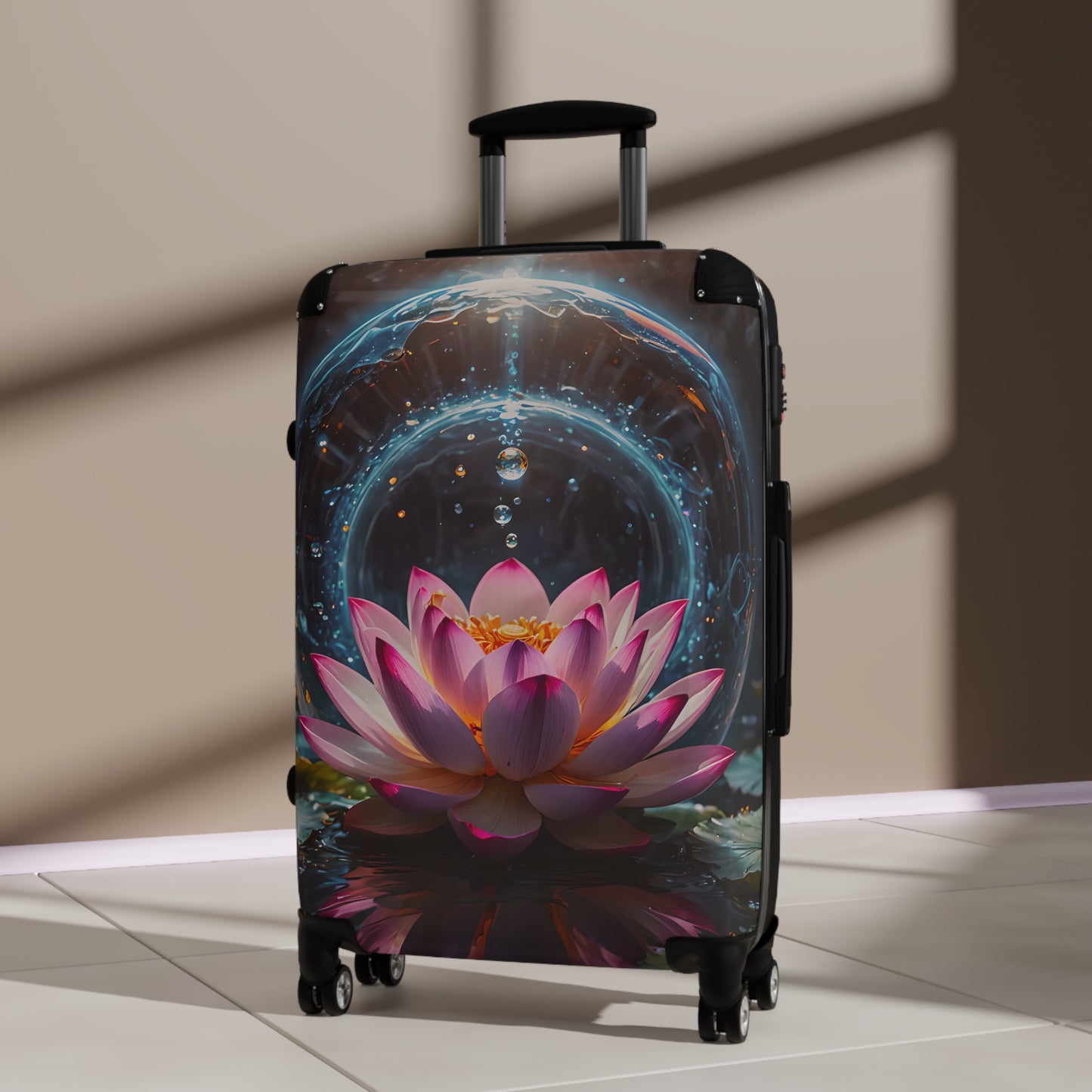 Pink Lotus Flower Cabin Suitcase