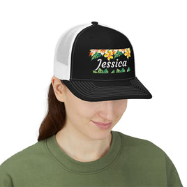 Personalized Embroidered Floral Name Trucker Cap