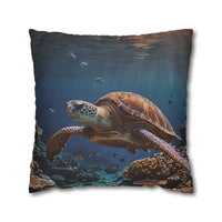 Sea Turtle in the Deep Blue Pillowcase