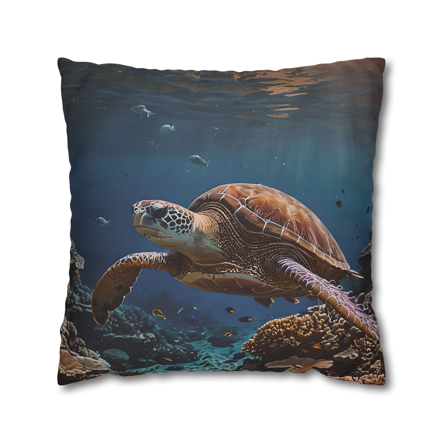 Sea Turtle in the Deep Blue Pillowcase