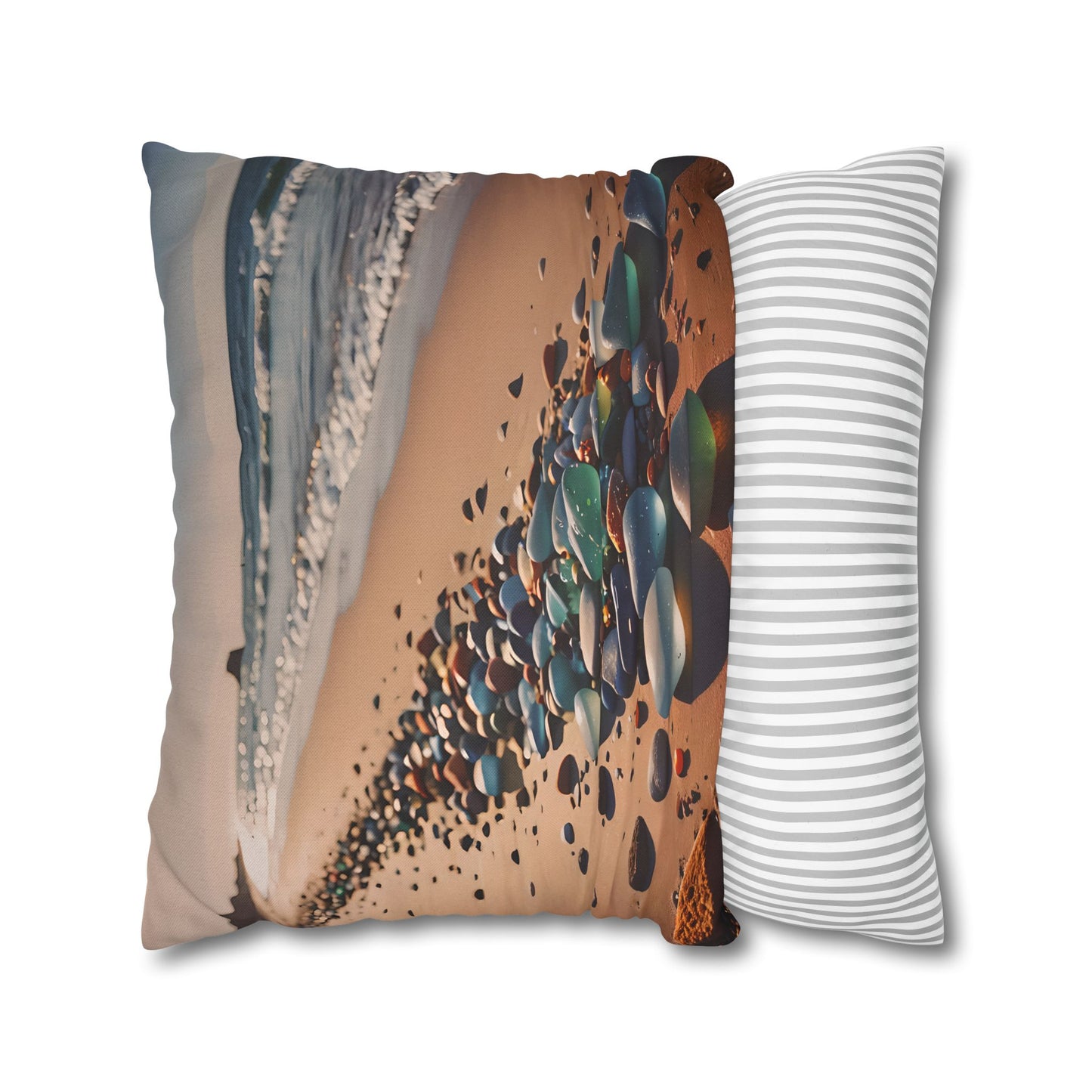 Colorful Sea Glass on Beach Pillowcase