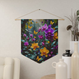 Orchid & Butterfly Pennant Wall Decor