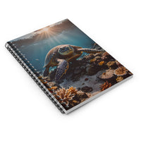 Sea Turtle Swimming over Coral Reef Notebook