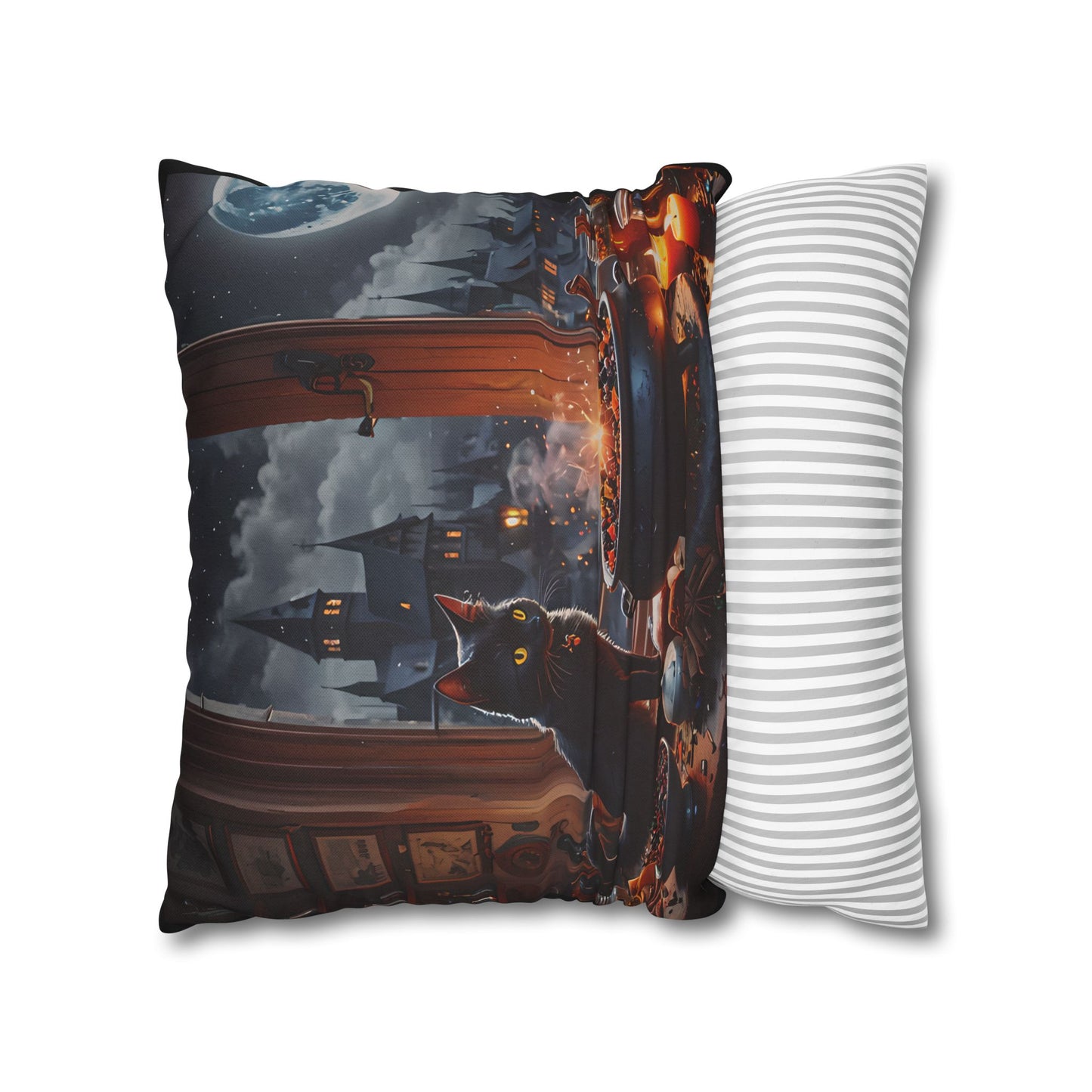 Black Cat Cauldron Pillow Cover