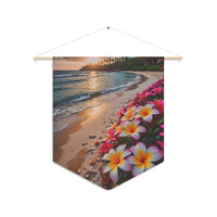 Plumerias on Beach Pennant Wall Decor